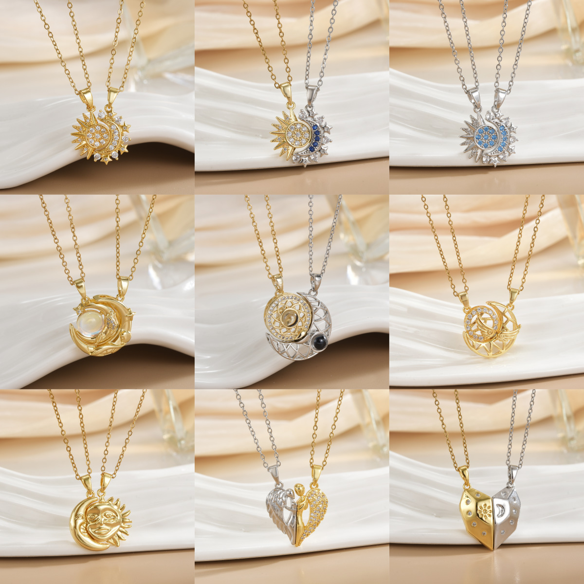 커플 자석 목걸이 해와 달 천사 포옹 하트 펜던트 우정 - Magnetic Couple Matching Necklaces 리뷰 및 가격