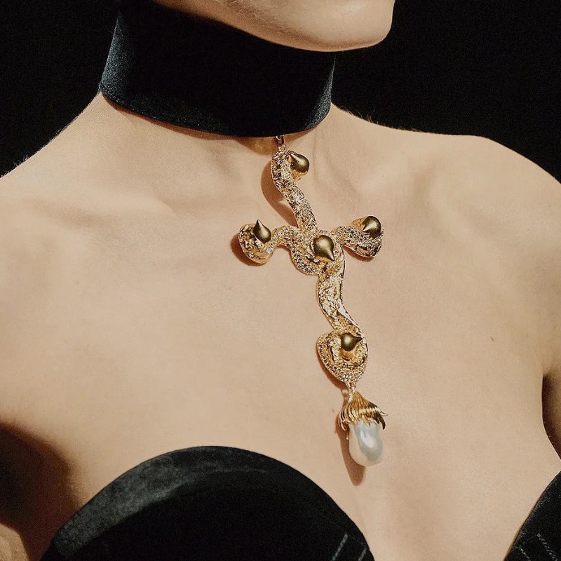 빈티지 과장된 바로크 진주 크로스 펜던트 목걸이, 기질 - Pearl Choker Necklace Vintage 리뷰 및 가격