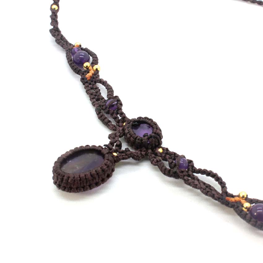 여성을위한 크리스탈 땋은 Macrame 스톤 펜던트 목 - Crystal Pendant Necklace Natural Stone 리뷰 및 가격
