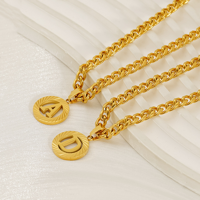 스테인레스 스틸 5MM 쿠반 체인 이니셜 목걸이 18K - Initial Letter Necklace 18K Gold 리뷰 및 가격