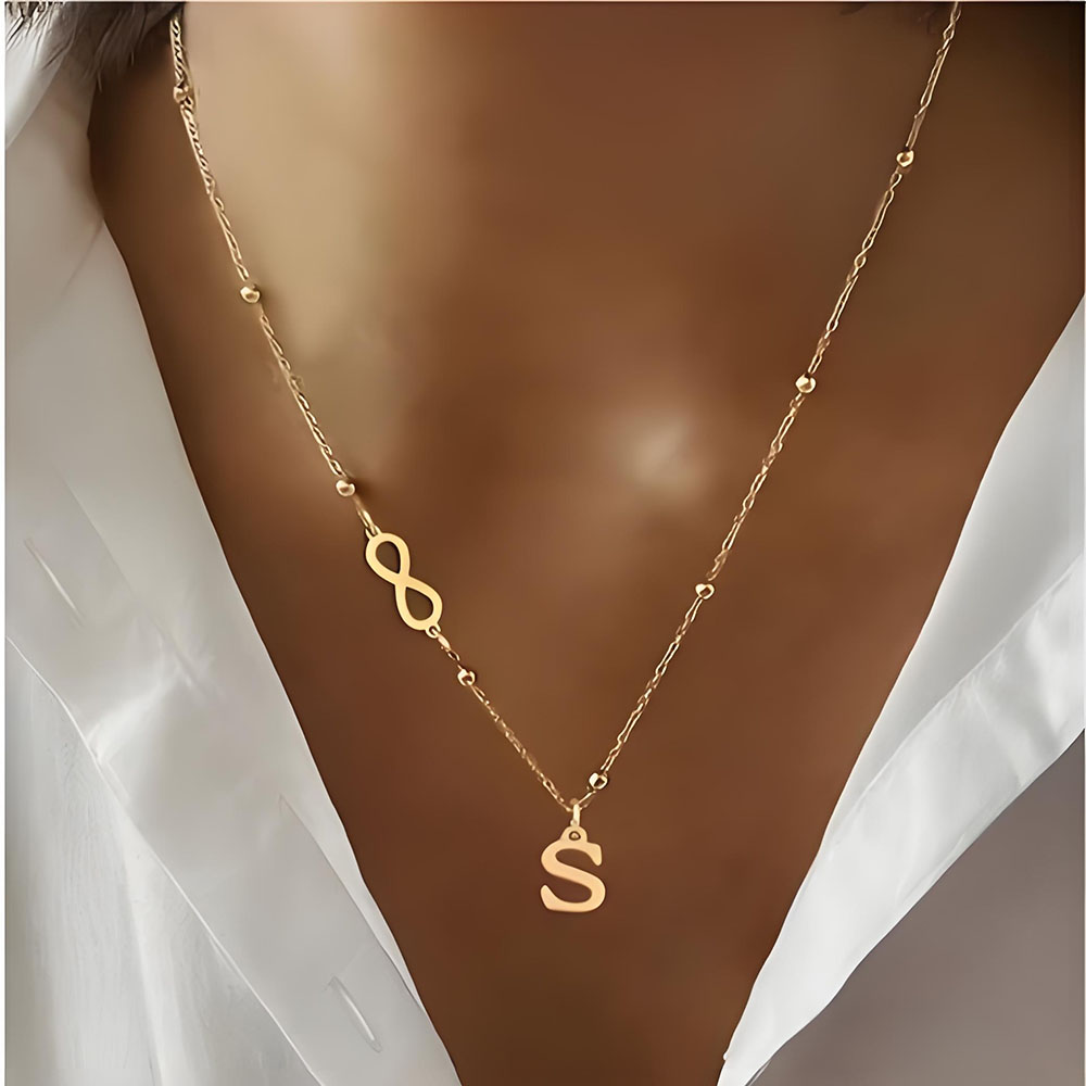 맞춤형 무한대 기호 이니셜 레터 비즈 체인 목걸이 18 - Initial Letter Necklace 18K Gold 리뷰 및 가격
