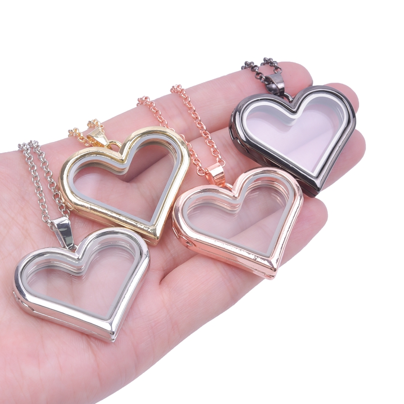1Pc Y2K 소녀 달콤한 사랑 심장 유리 살아있는 유 - Heart Locket Necklace Photo 리뷰 및 가격