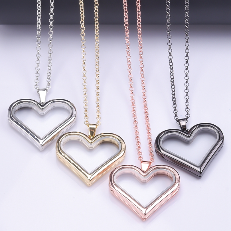 1Pc Y2K 소녀 달콤한 사랑 심장 유리 살아있는 유 - Heart Locket Necklace Photo 리뷰 및 가격