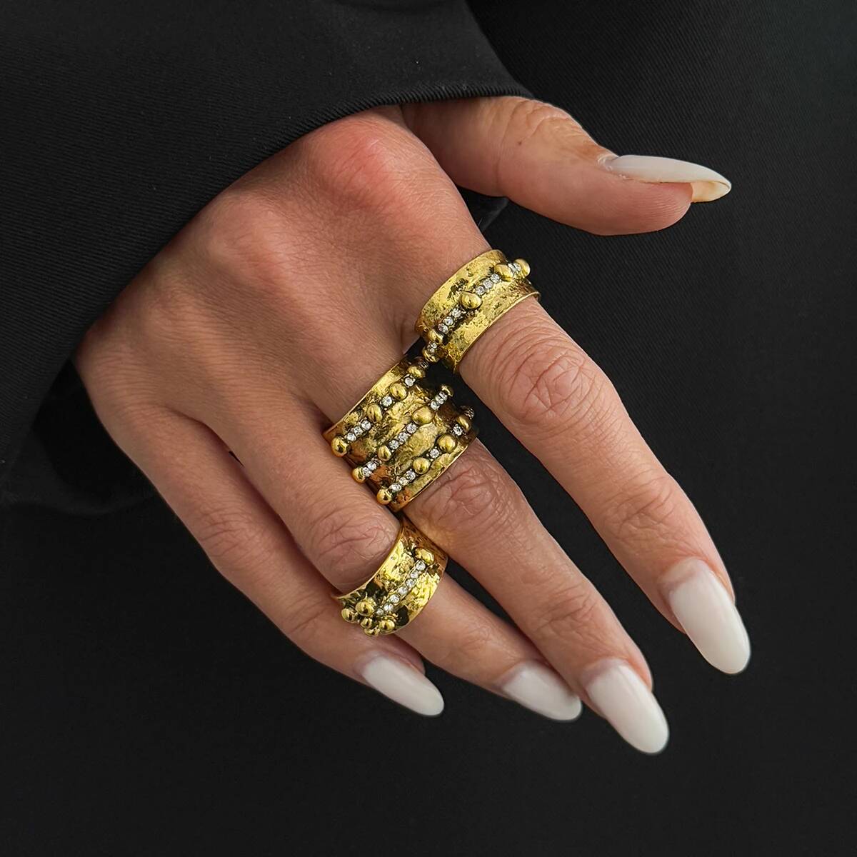 Ingemark 3Pcs 빈티지 인레이 라인스톤 조절  - Vintage Punk Knuckle Rings Set 리뷰 및 가격