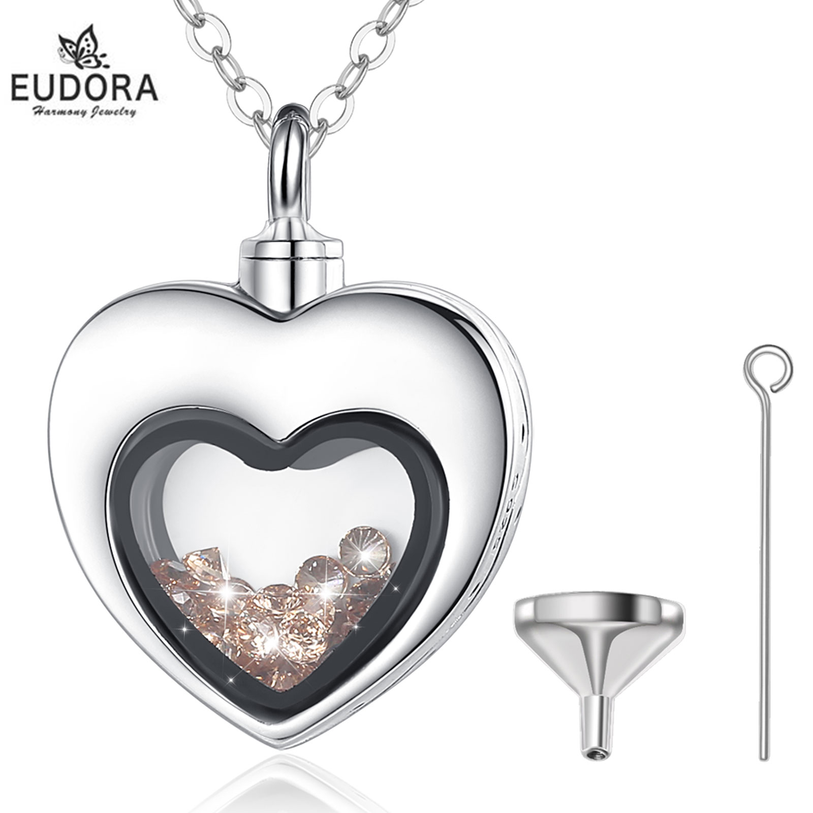 유도라 스털링 실버 하트 로켓 하트 화장 기념 유골 항 - Heart Locket Necklace Photo 리뷰 및 가격