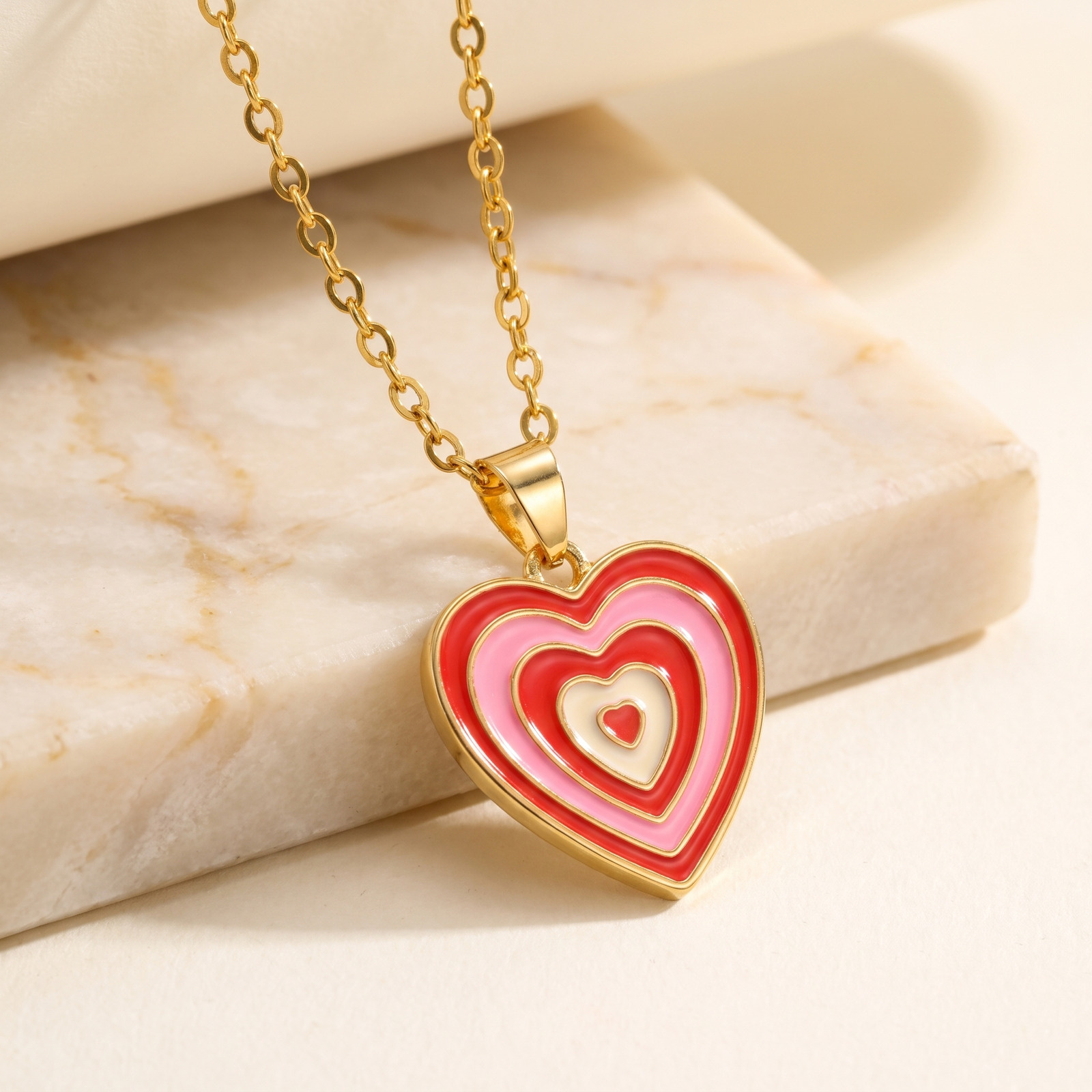 여성용 Y2K 스타일 레이어드 에나멜 하트 펜던트 목걸 - Layered Pendant Necklace Aesthetic 리뷰 및 가격