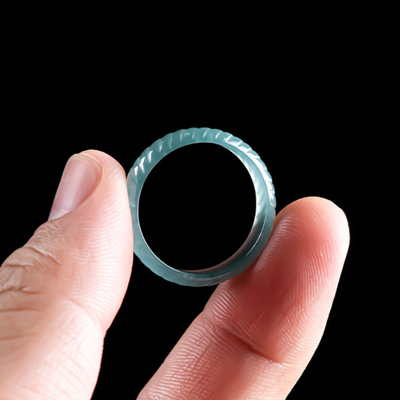 블루 리얼 버마산 경옥 반지 고급 에메랄드 조각 선물  - Rings 리뷰 및 가격