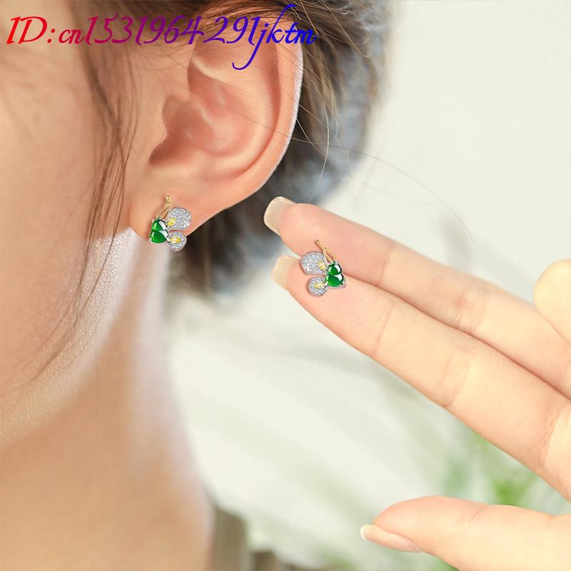 녹색 버마산 비취 나비 귀걸이 여성용 디자이너 선물 천 - Earrings 리뷰 및 가격
