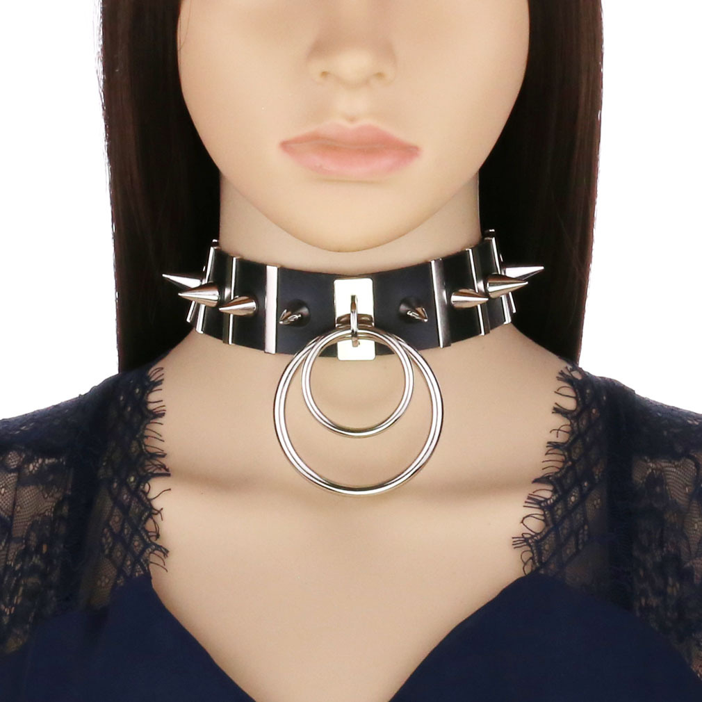 큰 스파이크 초커 가죽 목걸이 여성을위한 금속 펑크 목 - Goth Punk Spike Choker 리뷰 및 가격