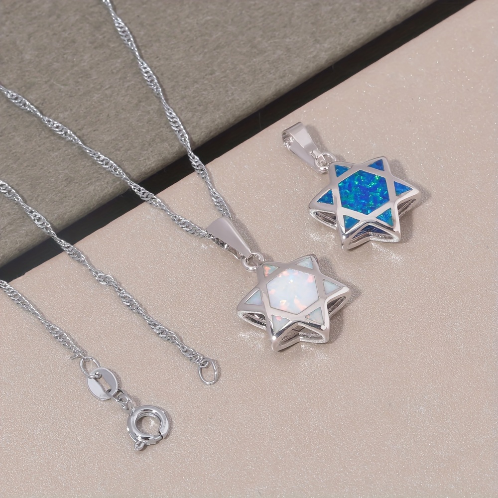 다윗의 별 오팔 펜던트 목걸이 양면 유대교 헥사그램 보 - Necklaces 리뷰 및 가격