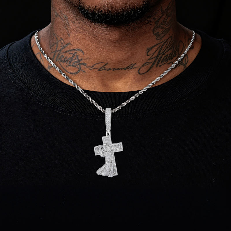 TUHE 새 예수 십자가 925 실버 펜던트 모이사나이 - 925 Sterling Silver Chain Necklace Men 리뷰 및 가격