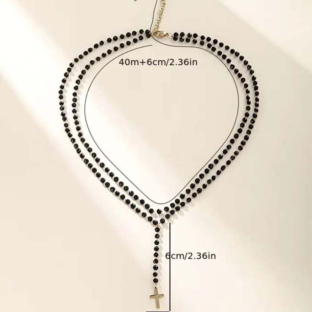 고딕 스타일 이중 레이어 블랙 크리스탈 비즈 Y자 목걸 - Layered Pendant Necklace Aesthetic 리뷰 및 가격