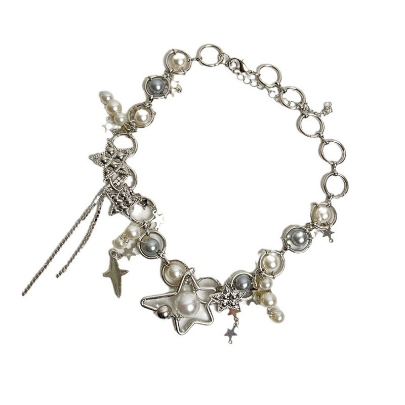 Y2K 쥬얼리 진주 접합 스타 체인 목걸이 여성 한국어 - Pearl Choker Necklace Vintage 리뷰 및 가격