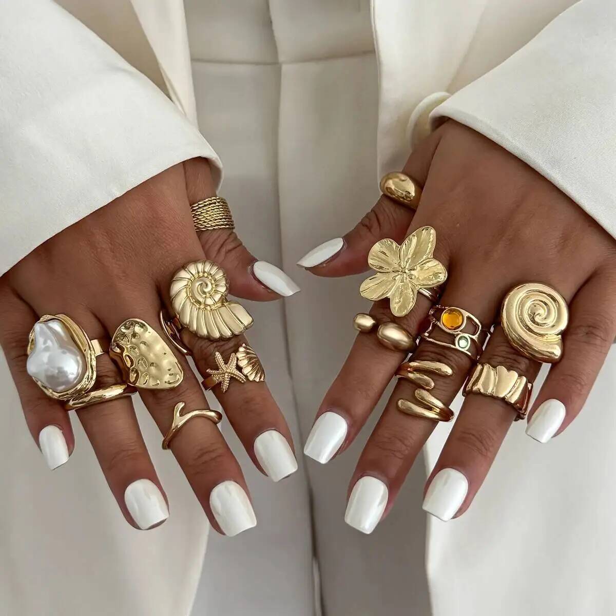 IngeSight.Z 14개 세트 힙합 창의적인 꽃 조 - Vintage Punk Knuckle Rings Set 리뷰 및 가격