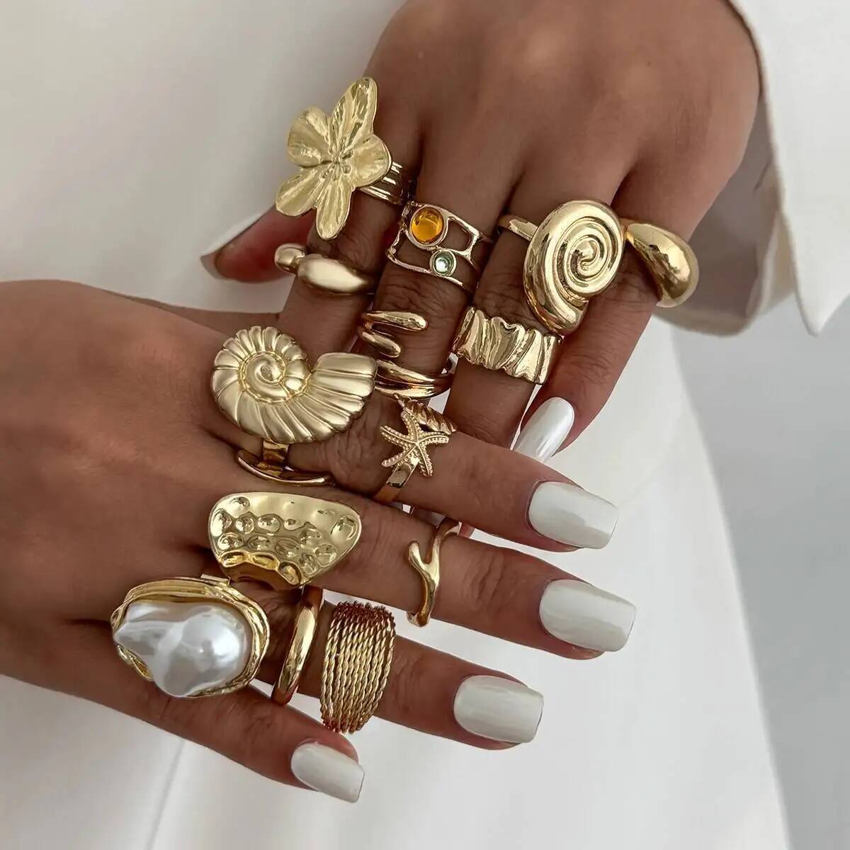IngeSight.Z 14개 세트 힙합 창의적인 꽃 조 - Vintage Punk Knuckle Rings Set 리뷰 및 가격