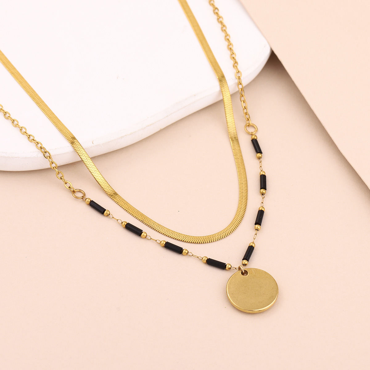 보헤미안 선페이스 코인 레이어드 목걸이 스테인리스 스틸 - Layered Pendant Necklace Aesthetic 리뷰 및 가격