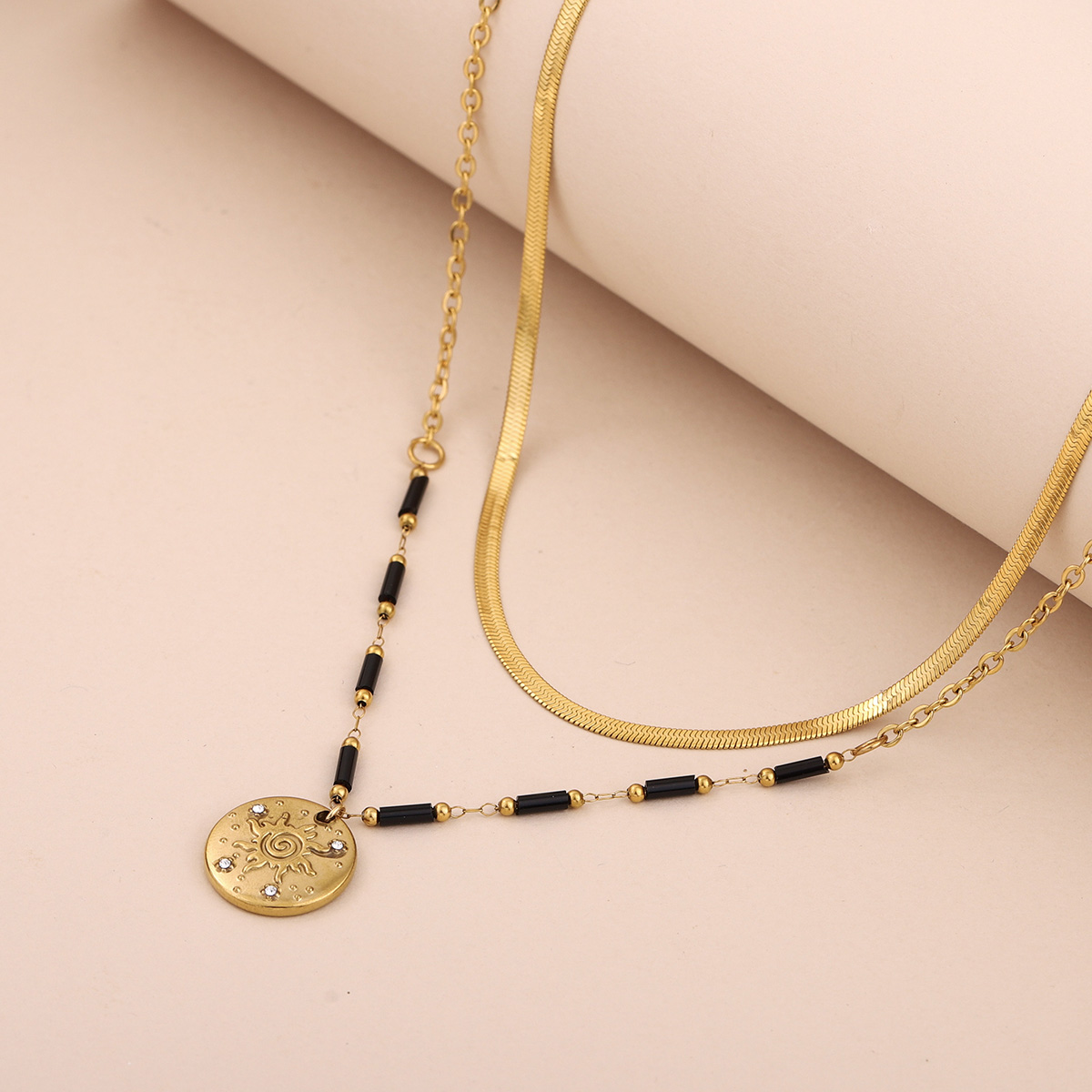 보헤미안 선페이스 코인 레이어드 목걸이 스테인리스 스틸 - Layered Pendant Necklace Aesthetic 리뷰 및 가격