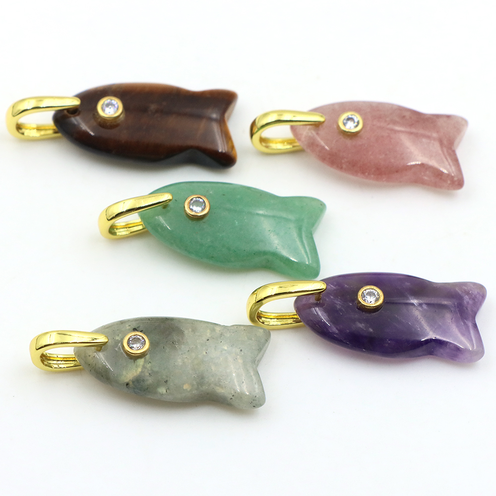 26mm 물고기 모양의 천연석 펜던트 상감 지르콘 크리 - Crystal Pendant Necklace Natural Stone 리뷰 및 가격