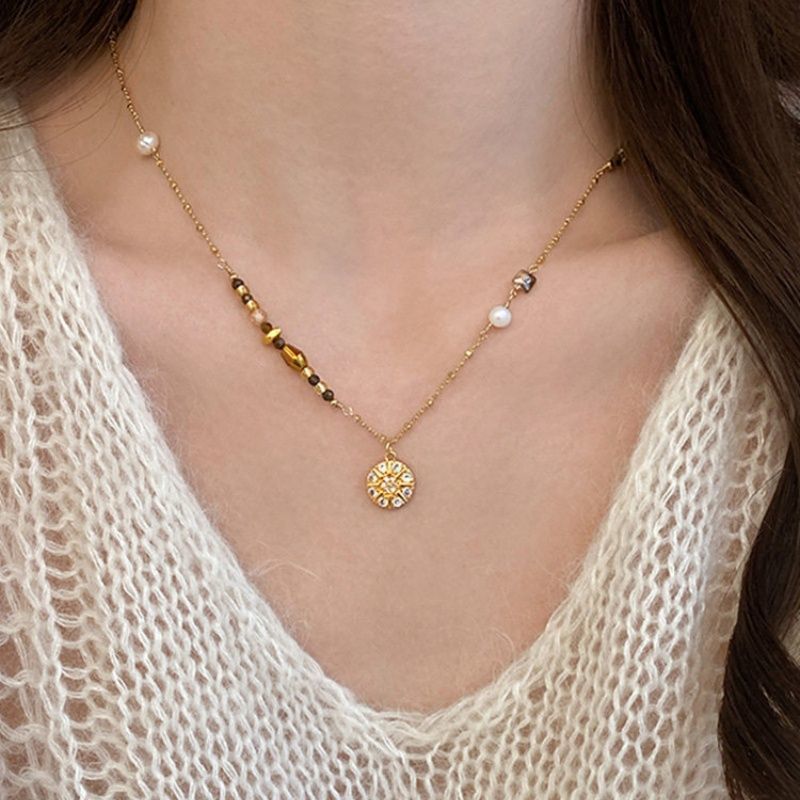 패션 브라운 천연석 펜던트 목걸이 미적 감각의 주얼리  - Layered Pendant Necklace Aesthetic 리뷰 및 가격
