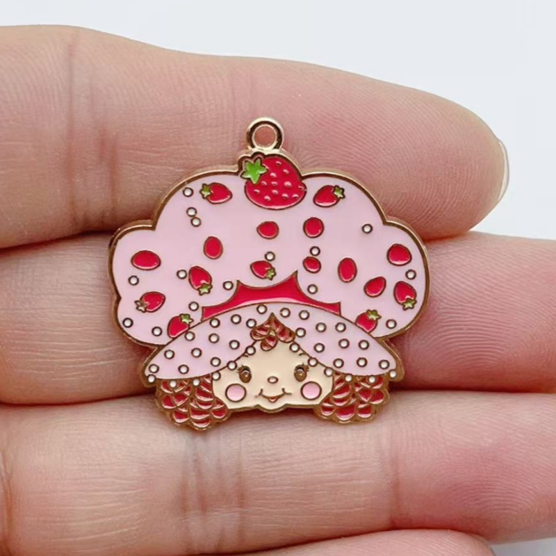 10pcs 귀여운 어린 소녀 에나멜 금속 보석 딸기 무 - Earrings 리뷰 및 가격