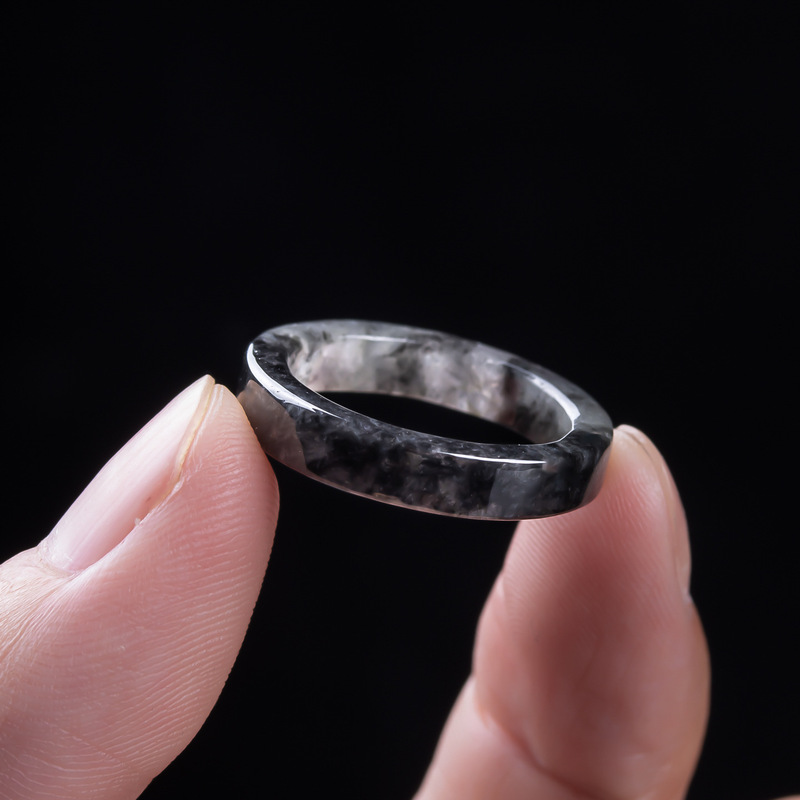 천연 A급 버마산, 블랙 제이디트 아이스 타입 반지,  - Rings 리뷰 및 가격