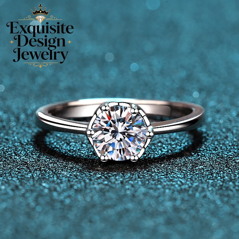 정교한 PT950 백금 반짝이는 1캐럿 모이사나이트 반 - Moissanite Engagement Ring 1 Carat 리뷰 및 가격